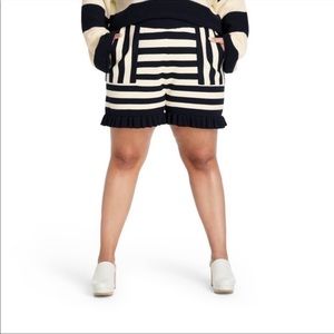 Victor Glemaud Black and White High Rise Sweater Shorts